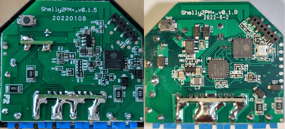Shelly Plus 2PM PCB Versions Shelly Plus 2PM PCB Versions